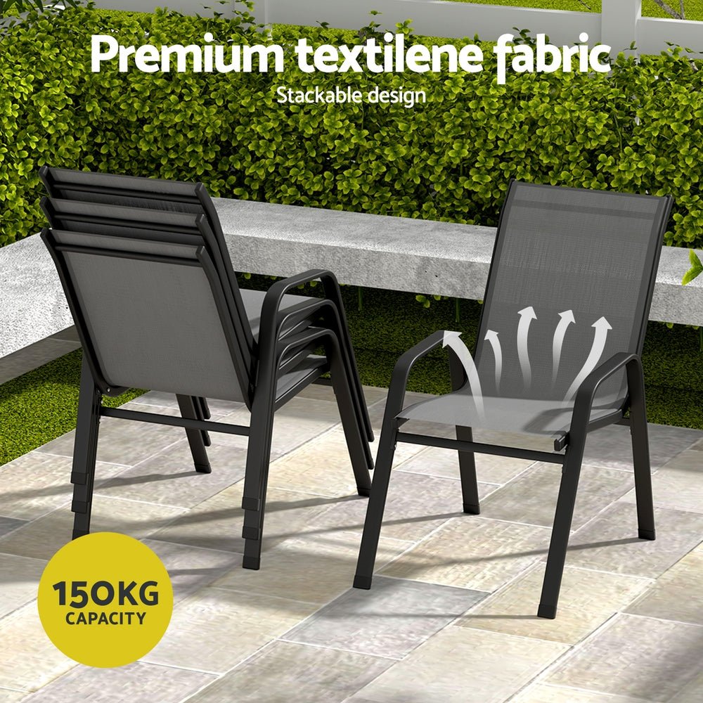 Gardeon 7PC Outdoor Dining Set Table and Chairs Patio Furniture Garden Bistro Set Grey | Outdoorium