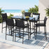 Gardeon 7PCS Outdoor Bar Set Stools Dining Chairs Table Patio Steel Bistro Set Black | Furniture > Bar Stools & Chairs > Table & Bar Stools