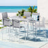 Gardeon 7PCS Outdoor Bar Set Stools Dining Chairs Table Patio Steel Bistro Set White | Outdoorium
