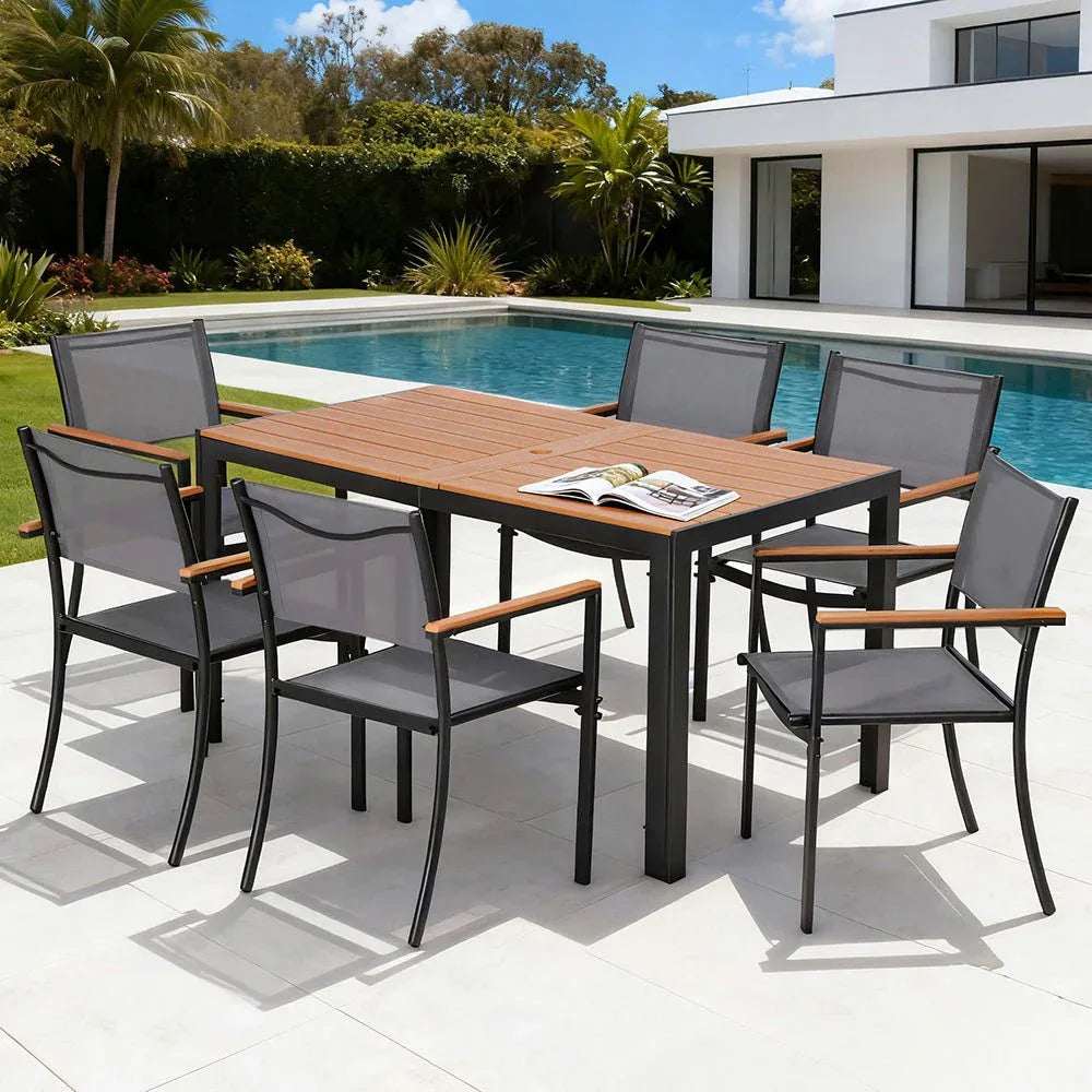 Gardeon 7PCS Outdoor Dining Set Table and Chairs Patio Garden Furniture Bistro Set | Furniture > Outdoor > Outdoor Dining Sets