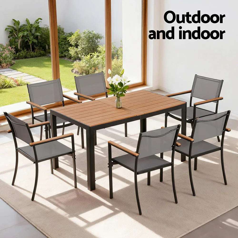 Gardeon 7PCS Outdoor Dining Set Table and Chairs Patio Garden Furniture Bistro Set | Furniture > Outdoor > Outdoor Dining Sets