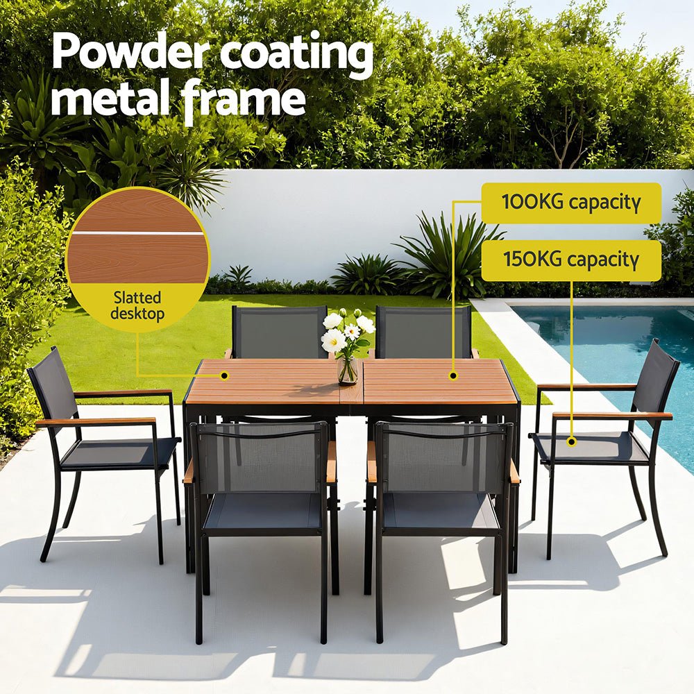 Gardeon 7PCS Outdoor Dining Set Table and Chairs Patio Garden Furniture Bistro Set | Outdoorium