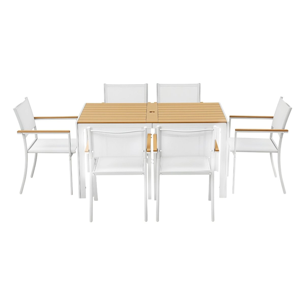 Gardeon 7PCS Outdoor Dining Set Table and Chairs Patio Garden Furniture Bistro Set White | Furniture > Outdoor > Outdoor Dining Sets