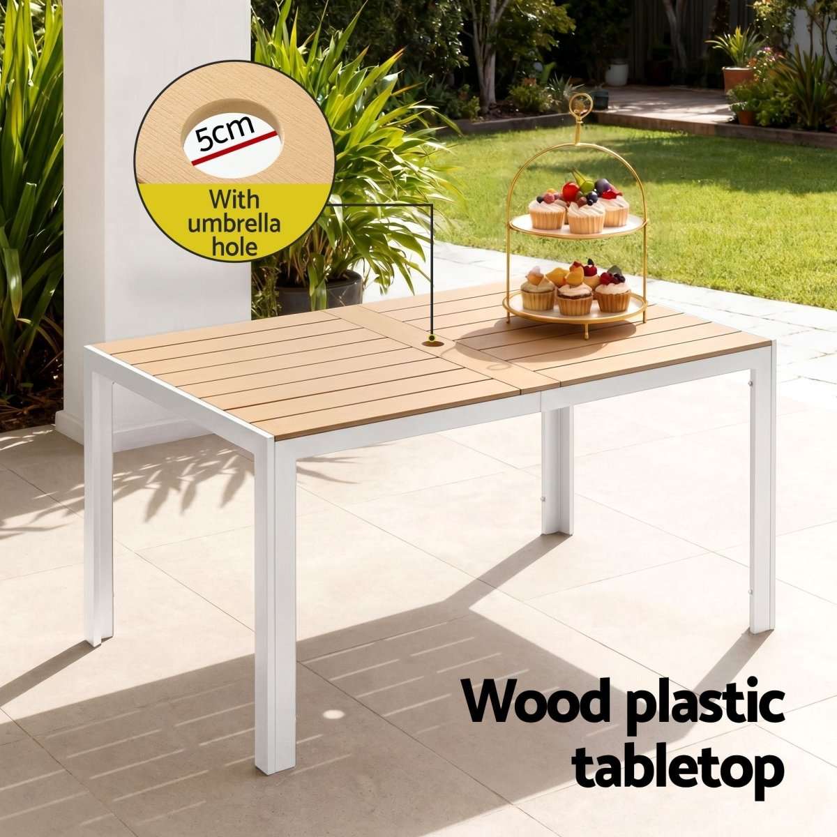 Gardeon 7PCS Outdoor Dining Set Table and Chairs Patio Garden Furniture Bistro Set White | Furniture > Outdoor > Outdoor Dining Sets
