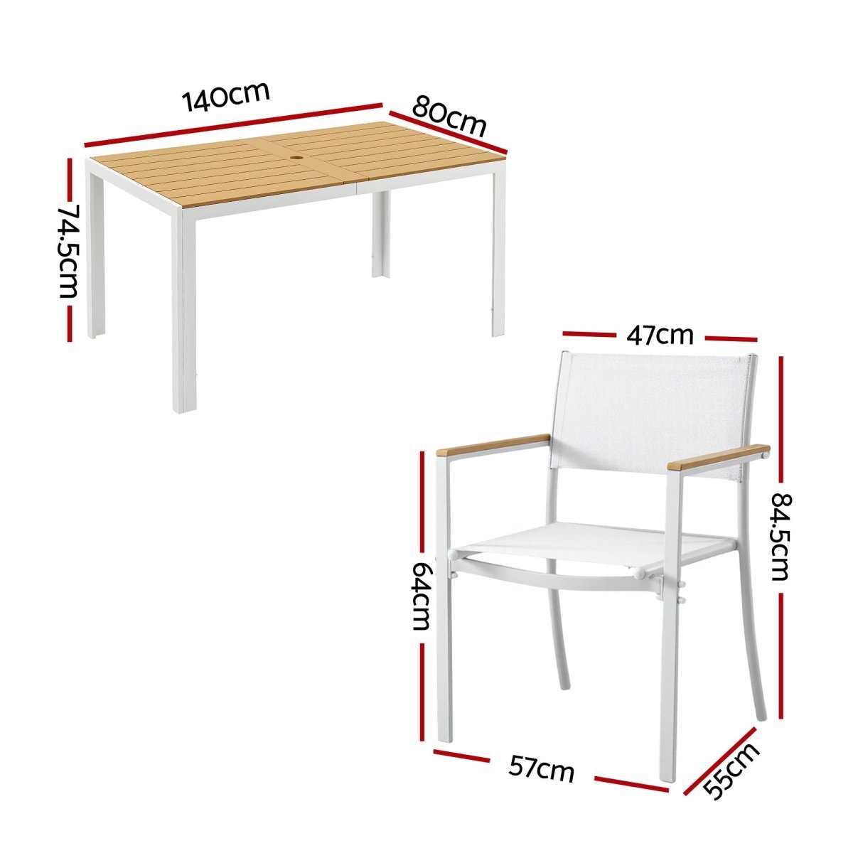 Gardeon 7PCS Outdoor Dining Set Table and Chairs Patio Garden Furniture Bistro Set White | Furniture > Outdoor > Outdoor Dining Sets