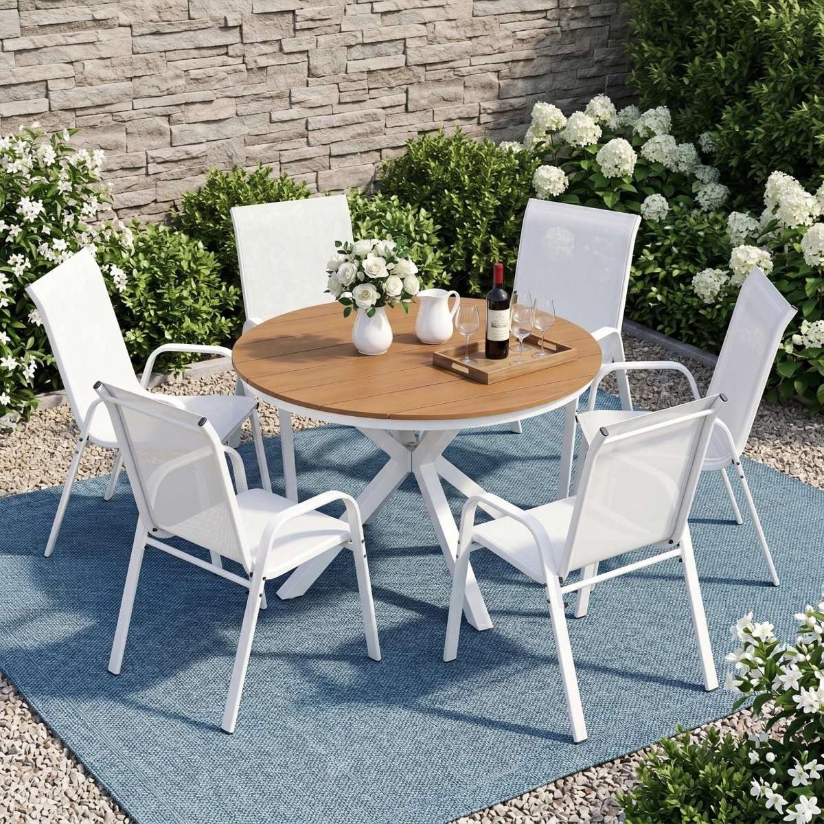 Gardeon 7PCS Outdoor Dining Set Table and Chairs Patio Garden Furniture Steel | Furniture > Outdoor > Outdoor Dining Sets