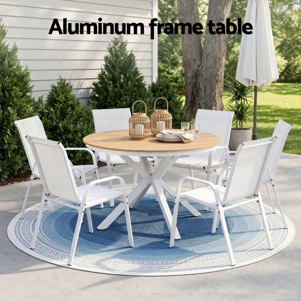 Gardeon 7PCS Outdoor Dining Set Table and Chairs Patio Garden Furniture Steel | Furniture > Outdoor > Outdoor Dining Sets