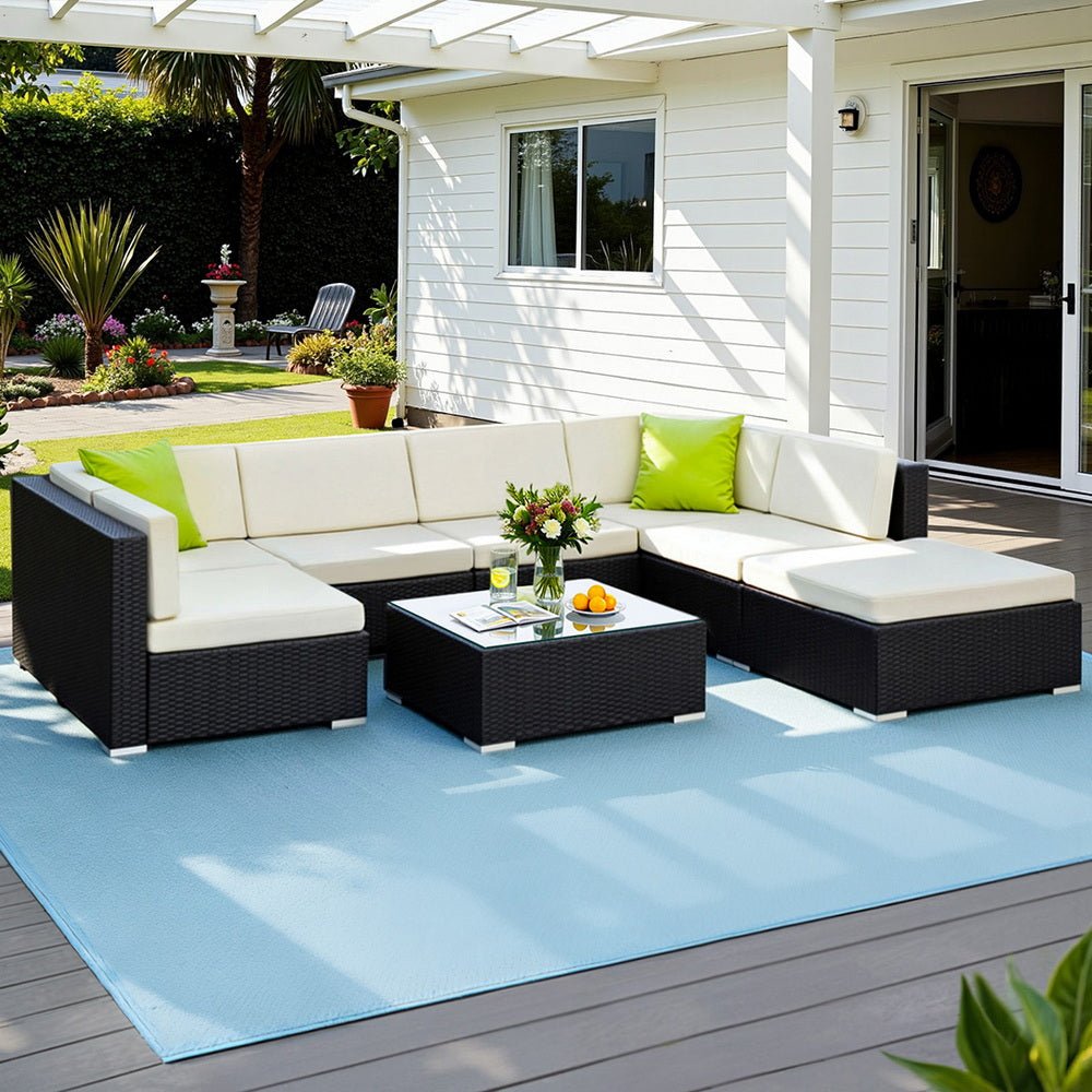 Gardeon 8-Piece Outdoor Sofa Set Wicker Couch Lounge Setting Cover | Furniture > Outdoor