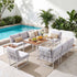 Gardeon 8-Seater Outdoor Dining Sofa Set with WPC Side Tables - White