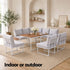 Gardeon 8-Seater Outdoor Dining Sofa Set with WPC Side Tables - White