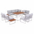 Gardeon 8-Seater Outdoor Dining Sofa Set with WPC Side Tables - White