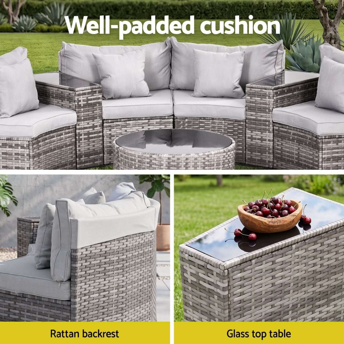 Gardeon 8 Seater Outdoor Sofa Set 11PCS Table Chair Set Garden Rattan Furniture | Furniture > Outdoor > Outdoor Sofas & Lounge Sets