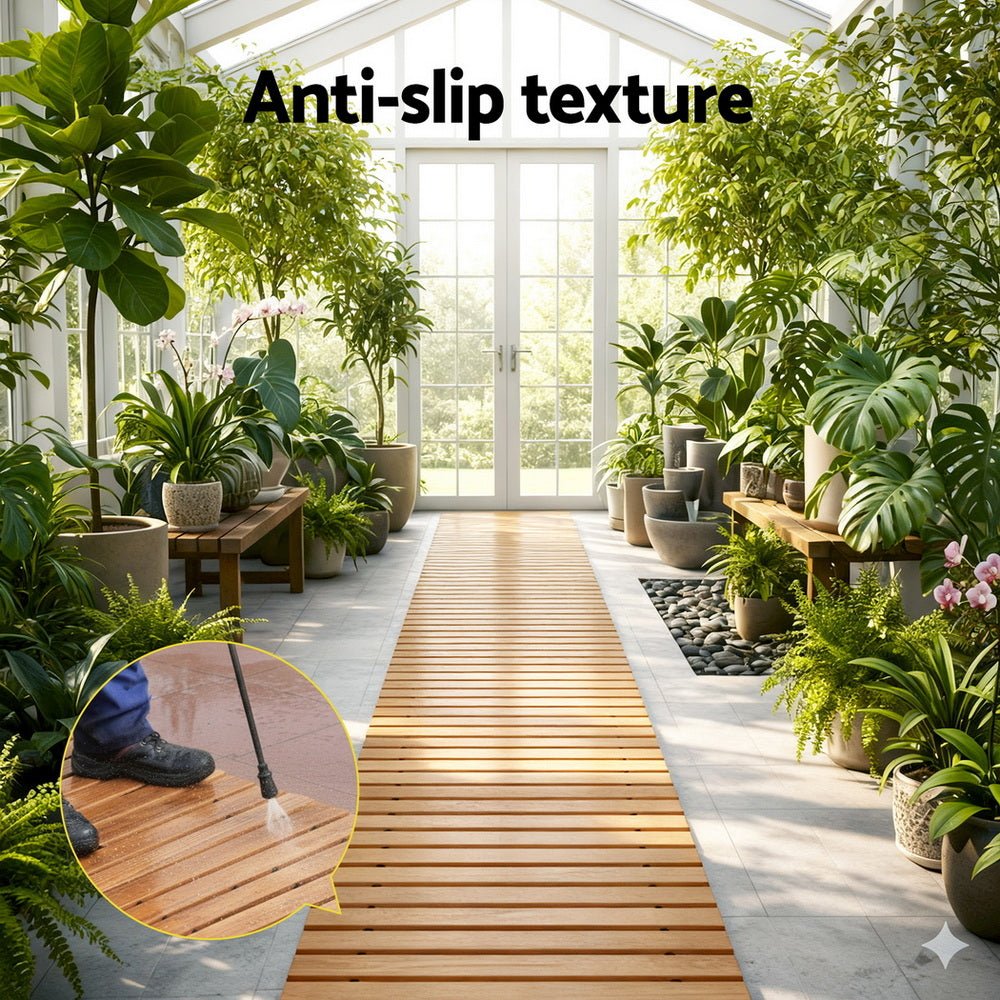 Gardeon 8FT Wooden Garden Pathway Roll - Out Straight Walkway Outdoor Backyard Brown | Outdoorium