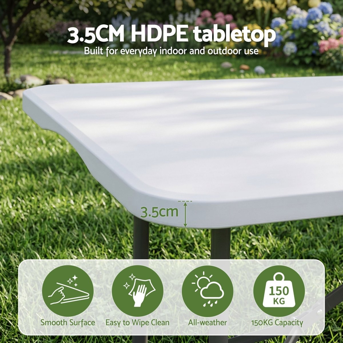 Gardeon 9-Piece Folding Outdoor Dining Set 180cm - White