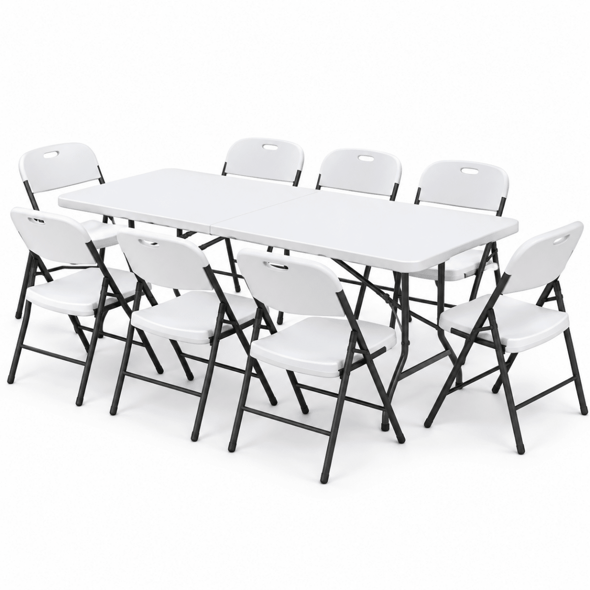 Gardeon 9-Piece Folding Outdoor Dining Set 180cm - White