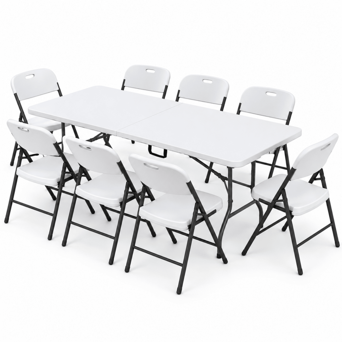 Gardeon 9-Piece Folding Outdoor Dining Set 180cm - White
