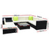 Gardeon 9-Piece Modular Wicker Outdoor Sofa Set - Black