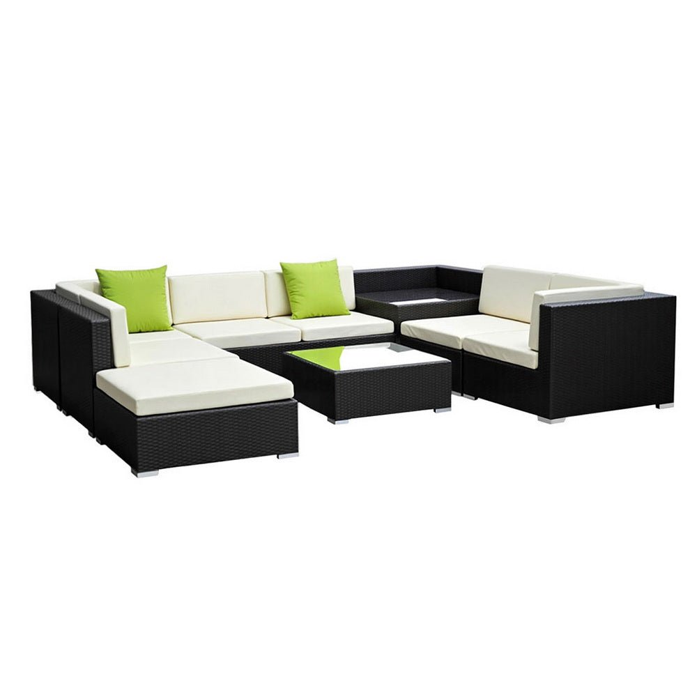 Gardeon 9-Piece Outdoor Wicker Sofa Set | Modular Lounge Setting | Furniture > Outdoor