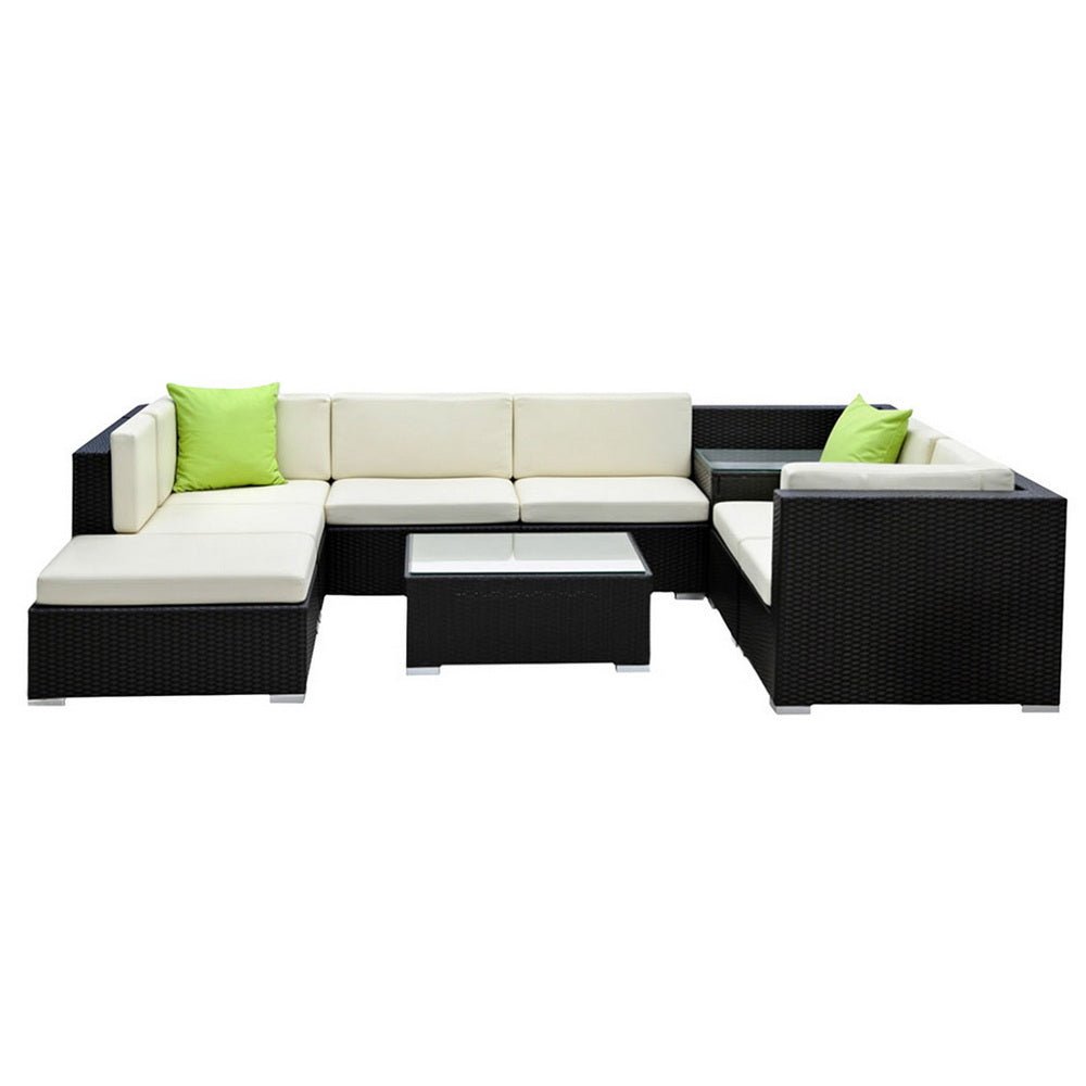 Gardeon 9-Piece Outdoor Wicker Sofa Set | Modular Lounge Setting | Furniture > Outdoor