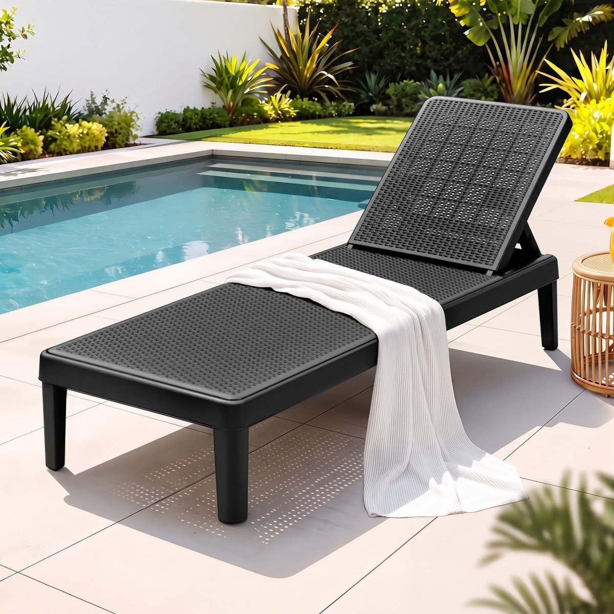 Gardeon Adjustable Outdoor Sun Lounger - Black