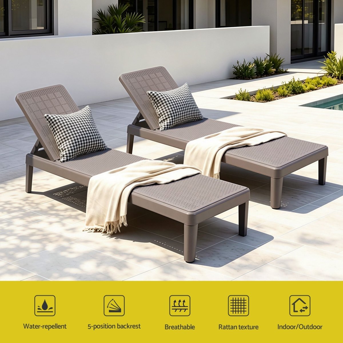 Gardeon Adjustable Outdoor Sun Lounger - Brown