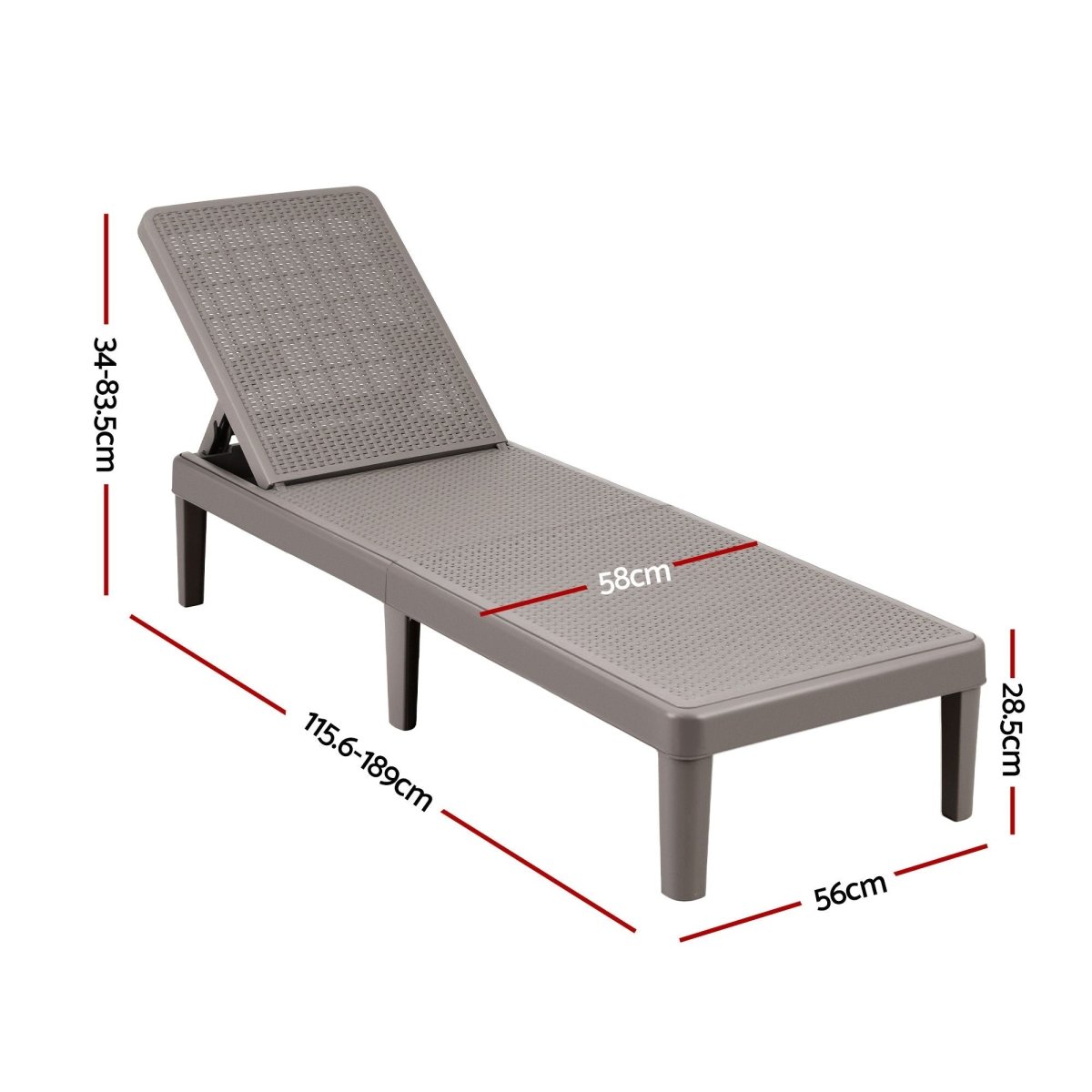Gardeon Adjustable Outdoor Sun Lounger - Brown