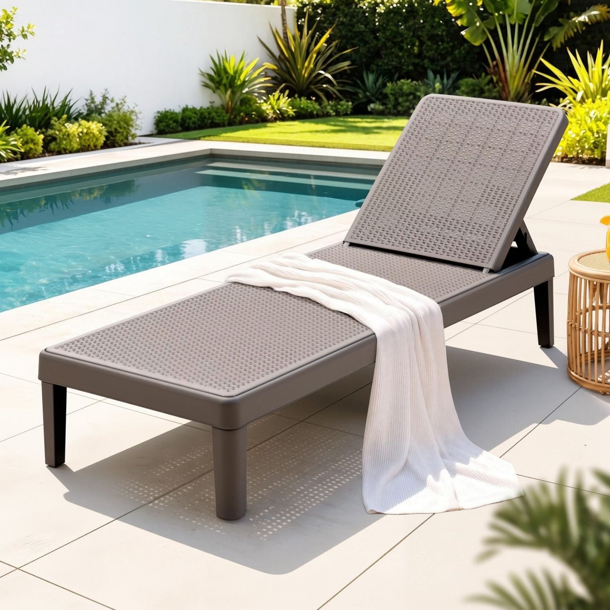 Gardeon Adjustable Outdoor Sun Lounger - Brown