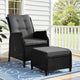 Gardeon Black Wicker Sun Lounge Recliner & Ottoman Set | Furniture > Outdoor