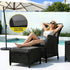 Gardeon Black Wicker Sun Lounge Recliner & Ottoman Set | Furniture > Outdoor
