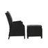 Gardeon Black Wicker Sun Lounge Recliner & Ottoman Set | Furniture > Outdoor