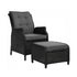 Gardeon Black Wicker Sun Lounge Recliner & Ottoman Set | Furniture > Outdoor