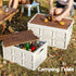 Gardeon Collapsible Outdoor Storage Box 50L Stackable Folding Camping Organizer Plywood Lid Beige | Outdoorium