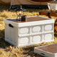 Gardeon Collapsible Outdoor Storage Box 50L Stackable Folding Camping Organizer Plywood Lid Beige | Outdoorium