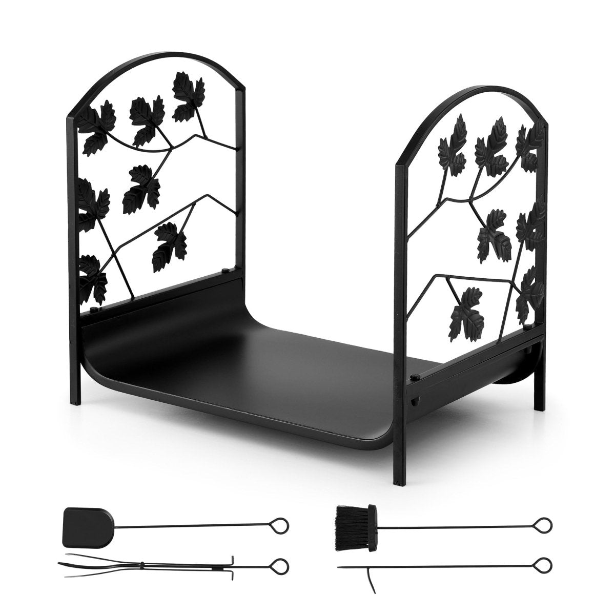 Gardeon Firewood Rack 48cm Wood Rack Firewood Storage Indoor Outdoor Black | Outdoorium