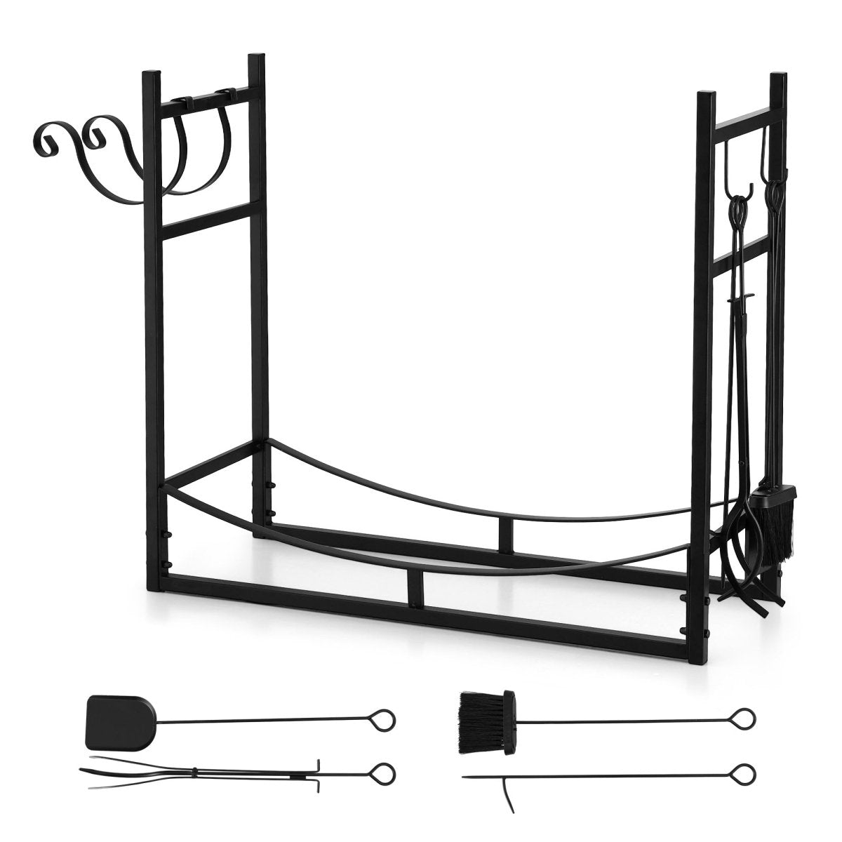 Gardeon Firewood Rack 84cm Wood Rack Firewood Storage Indoor Outdoor Black | Outdoorium