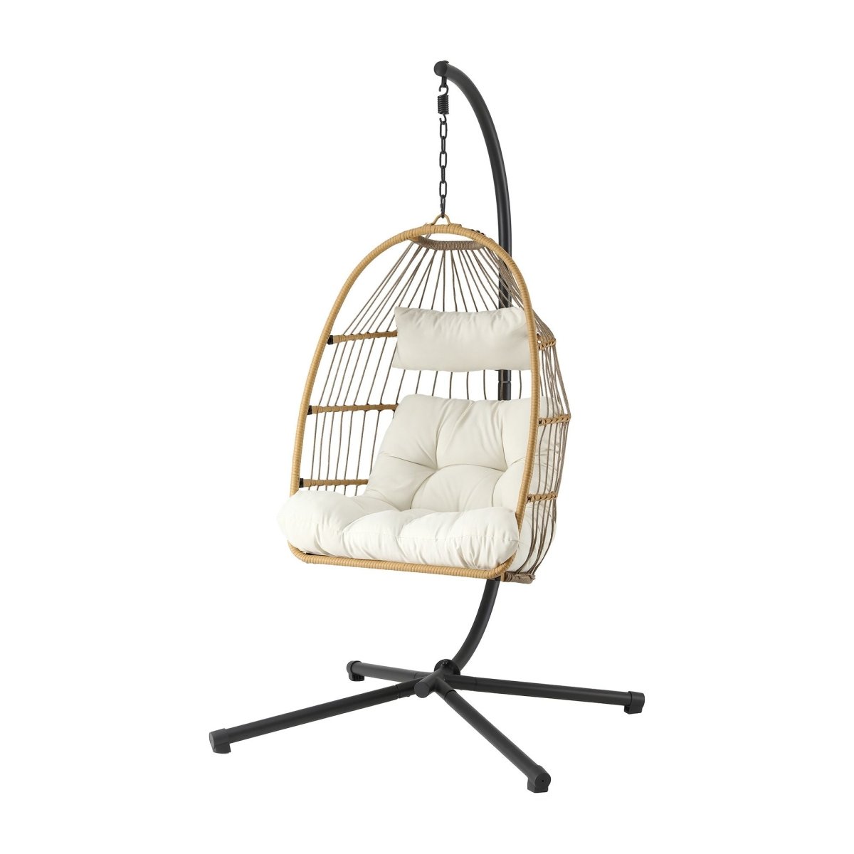 Gardeon Foldable Outdoor Swing Chair with Stand Cushion Rattan Patio Furniture | Furniture > Outdoor > Outdoor Chairs