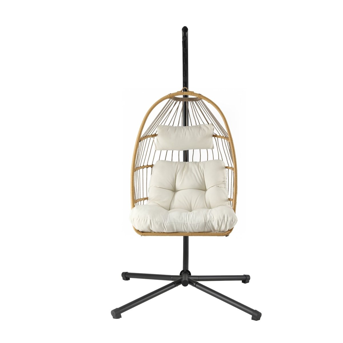 Gardeon Foldable Outdoor Swing Chair with Stand Cushion Rattan Patio Furniture | Furniture > Outdoor > Outdoor Chairs
