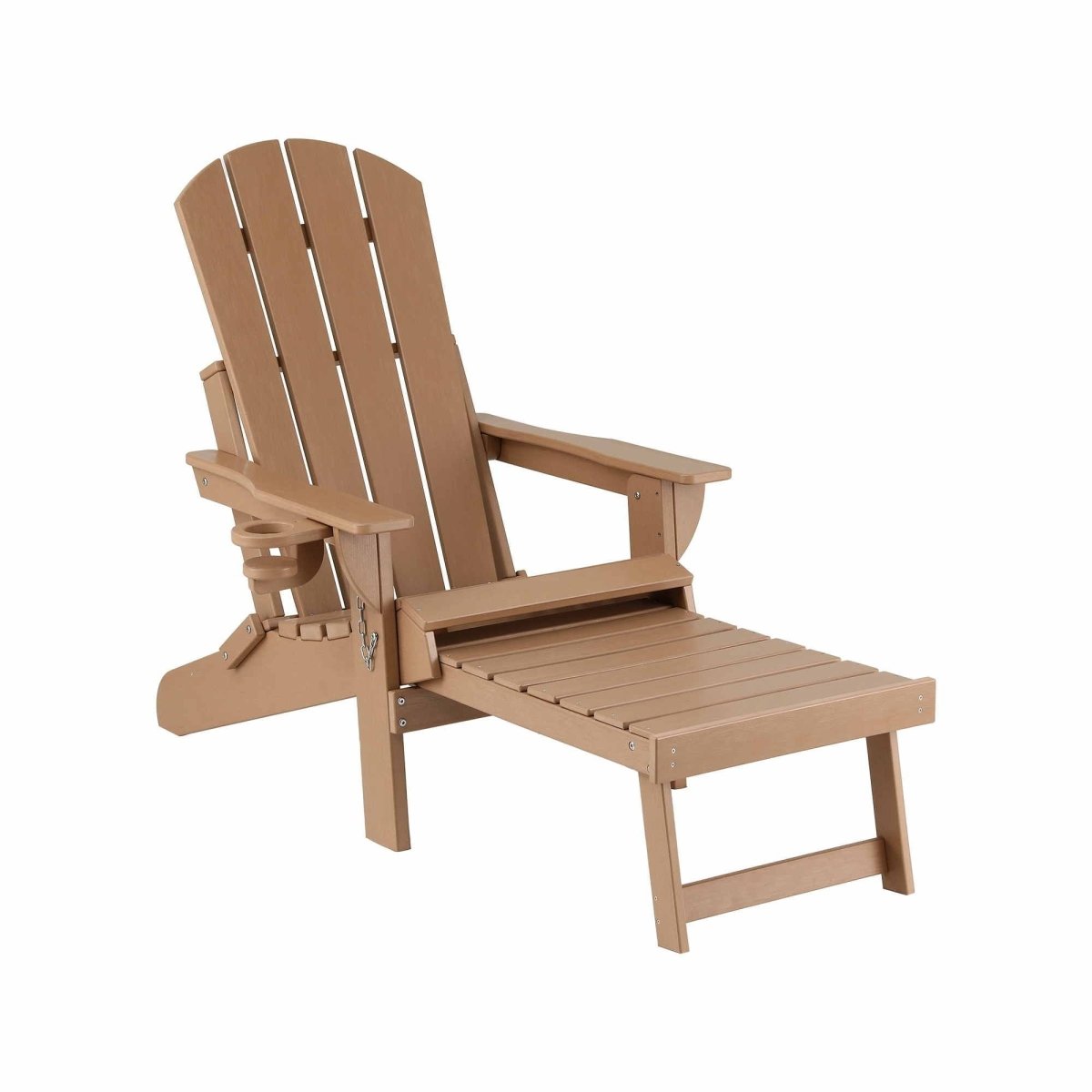 Gardeon Folding Sun Lounger Adirondack Chair Outdoor Lounge Setting HDPE Recliner Footrest Khaki | Furniture > Outdoor > Outdoor Chairs