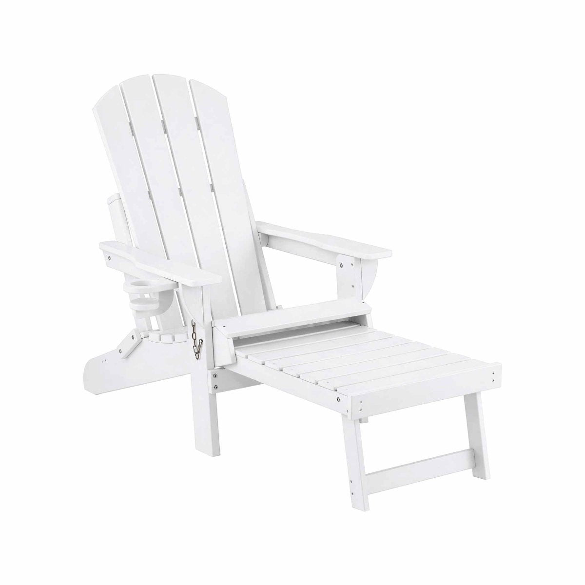 Gardeon Folding Sun Lounger Adirondack Chair Outdoor Lounge Setting HDPE Recliner Footrest White | Furniture > Outdoor > Outdoor Chairs