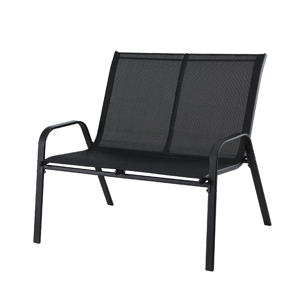 Gardeon Garden Bench Seat Steel Outdoor Patio Park Lounge Backyard Chair Black | Outdoorium