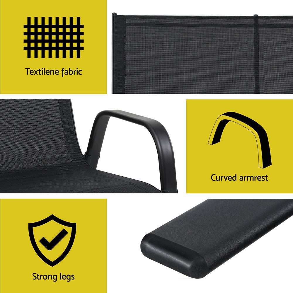 Gardeon Garden Bench Seat Steel Outdoor Patio Park Lounge Backyard Chair Black | Outdoorium