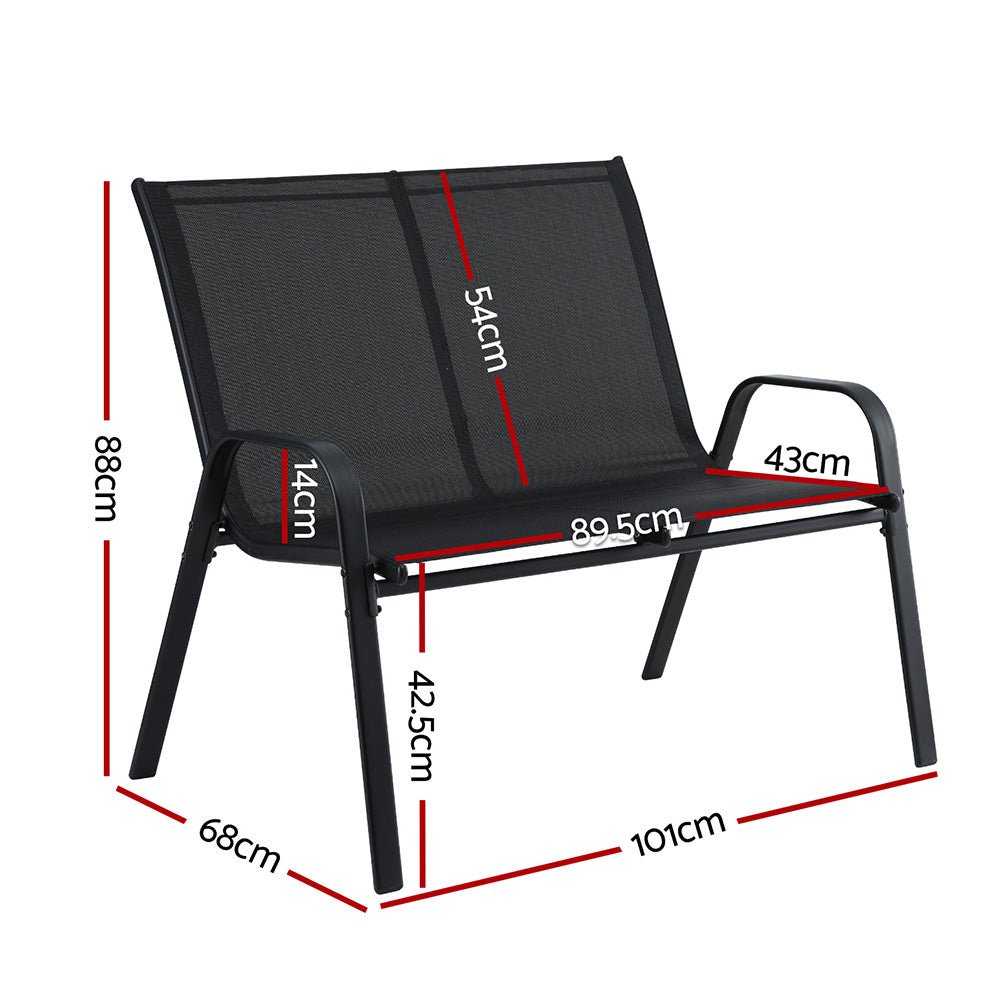 Gardeon Garden Bench Seat Steel Outdoor Patio Park Lounge Backyard Chair Black | Outdoorium