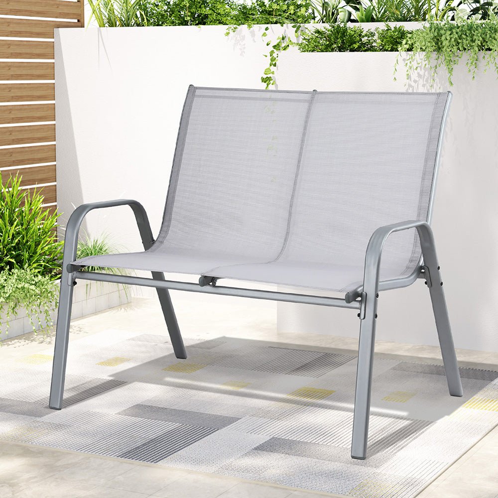 Gardeon Garden Bench Seat Steel Outdoor Patio Park Lounge Backyard Chair Grey | Outdoorium