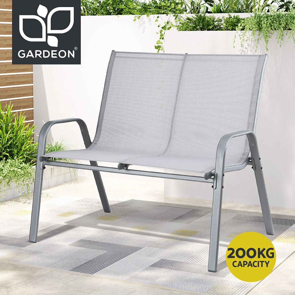 Gardeon Garden Bench Seat Steel Outdoor Patio Park Lounge Backyard Chair Grey | Outdoorium