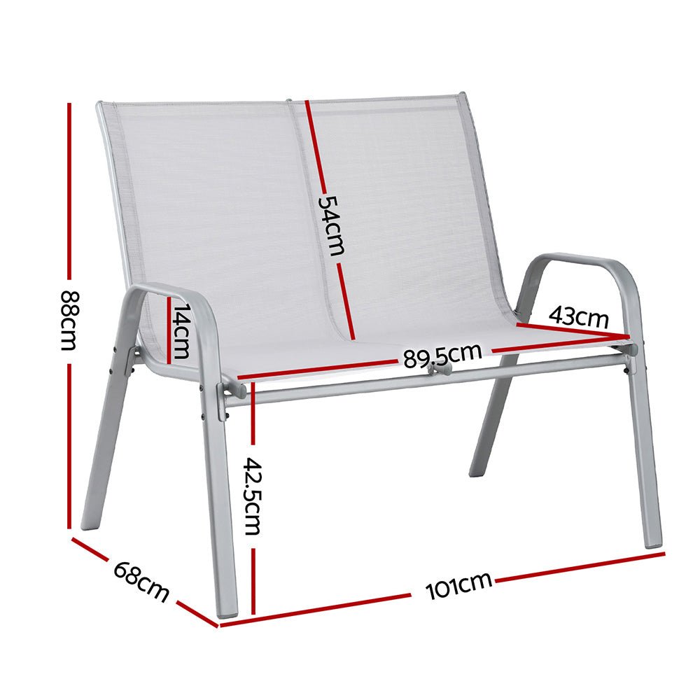 Gardeon Garden Bench Seat Steel Outdoor Patio Park Lounge Backyard Chair Grey | Outdoorium