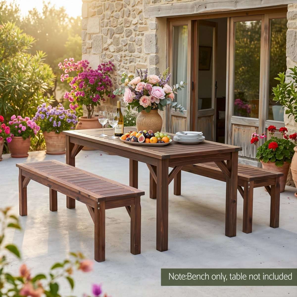 Gardeon Garden Benches Garden Seating Backless Timber Seat 120cm Brown | Furniture > Outdoor > Outdoor Benches