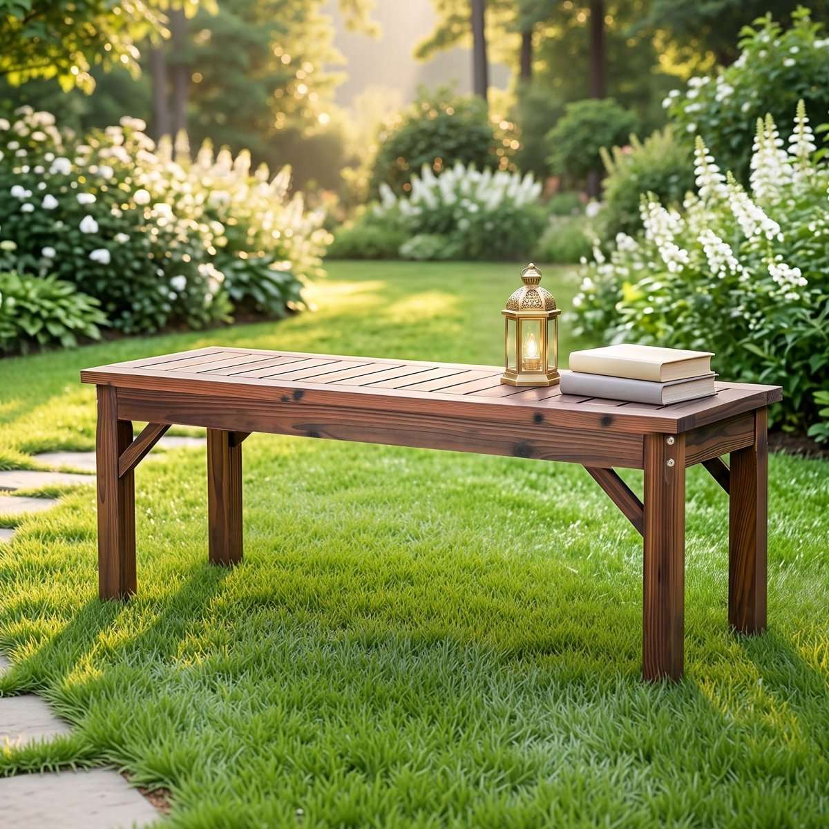 Gardeon Garden Benches Garden Seating Backless Timber Seat 120cm Brown | Furniture > Outdoor > Outdoor Benches