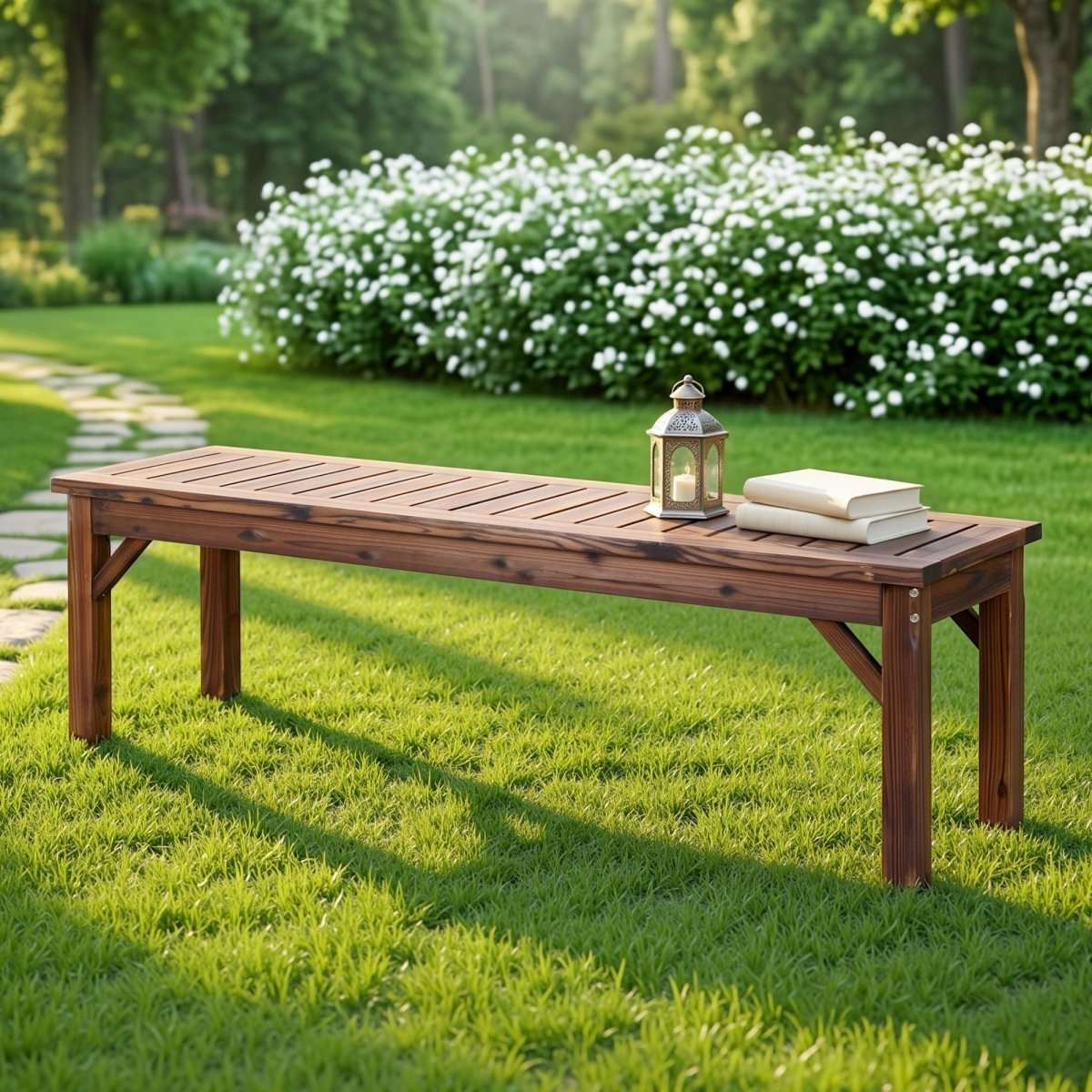 Gardeon Garden Benches Garden Seating Backless Timber Seat 150cm Brown | Furniture > Outdoor > Outdoor Benches