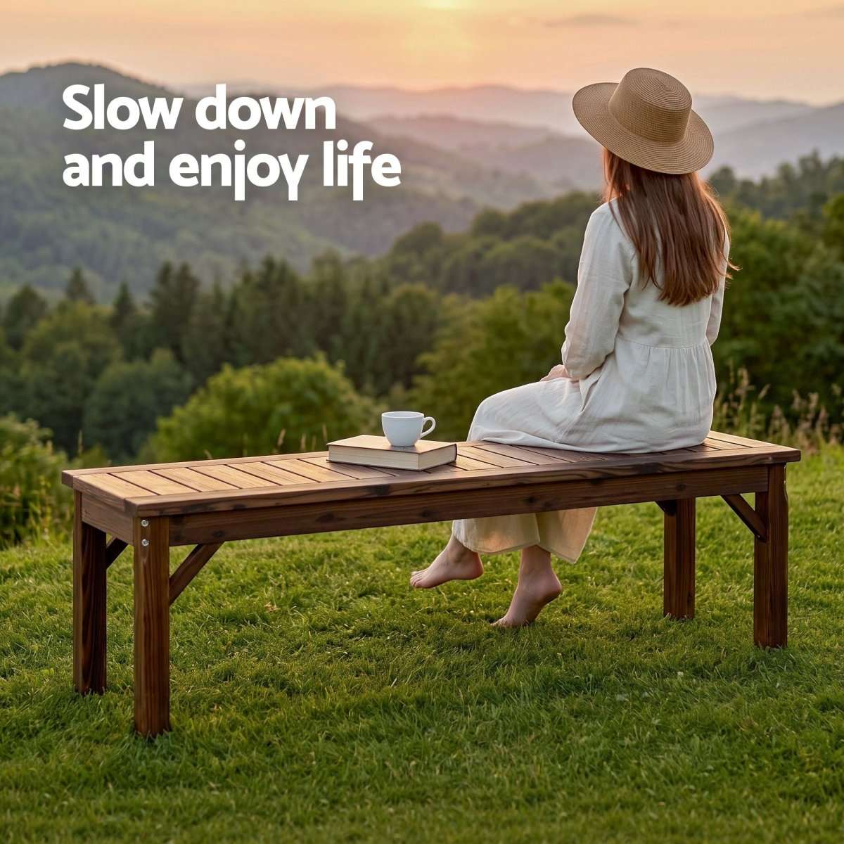 Gardeon Garden Benches Garden Seating Backless Timber Seat 150cm Brown | Furniture > Outdoor > Outdoor Benches