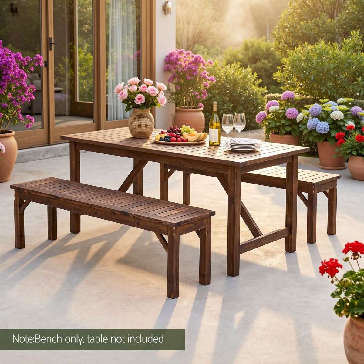 Gardeon Garden Benches Garden Seating Backless Timber Seat 150cm Brown | Furniture > Outdoor > Outdoor Benches